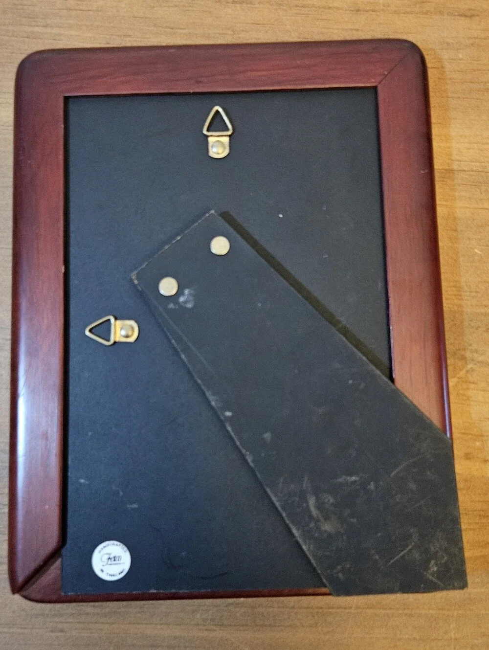 Fetco International Inc Handcrafted Dark Cherry Wood 5x7 Brown Photo Frame Vtg